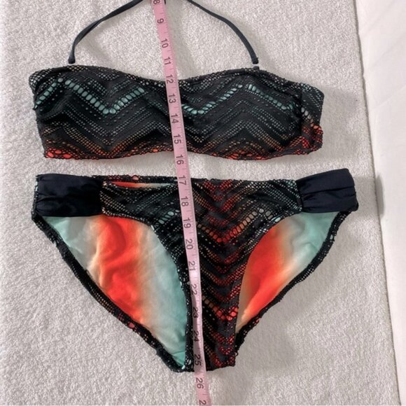 5/$25 Black Mesh and Multicolor Bikini Set M - Picture 2 of 12